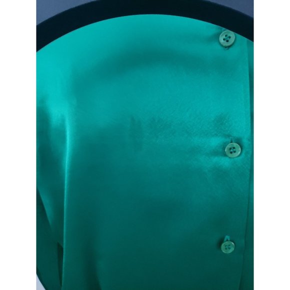 80s Green Satin‎ Party Top - Picture 5 of 8